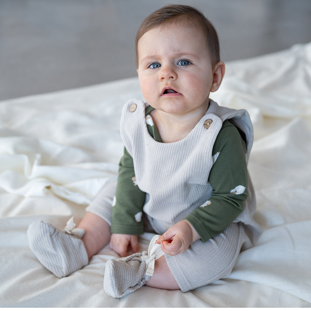Baby ribbed jumpsuit sand