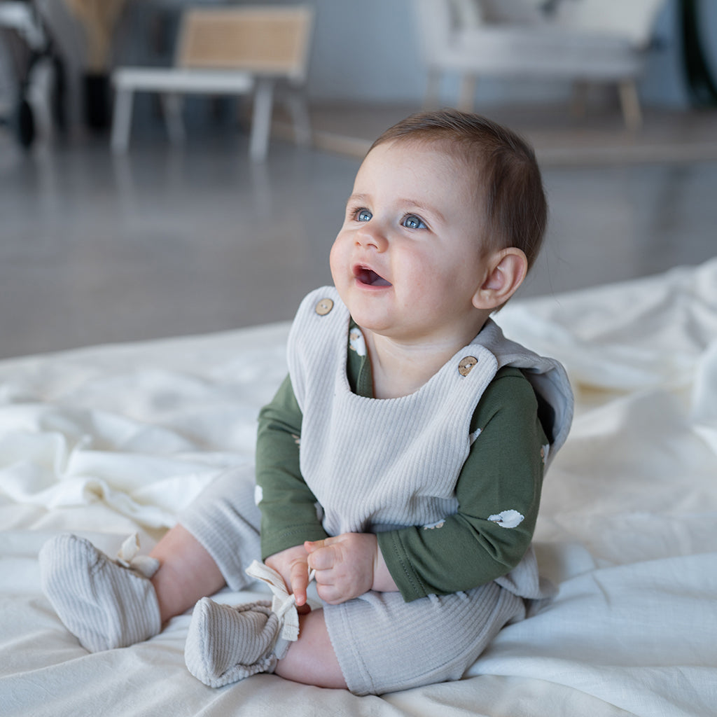 Baby ribbed jumpsuit sand