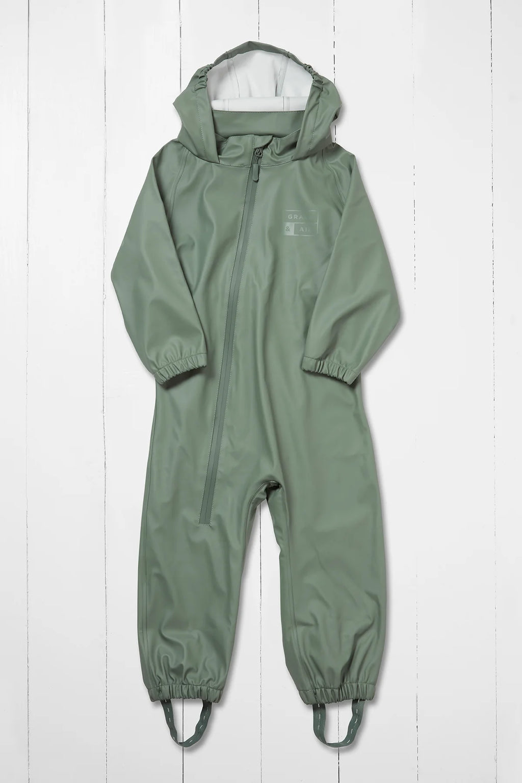 Olive hooded rain jumpsuit