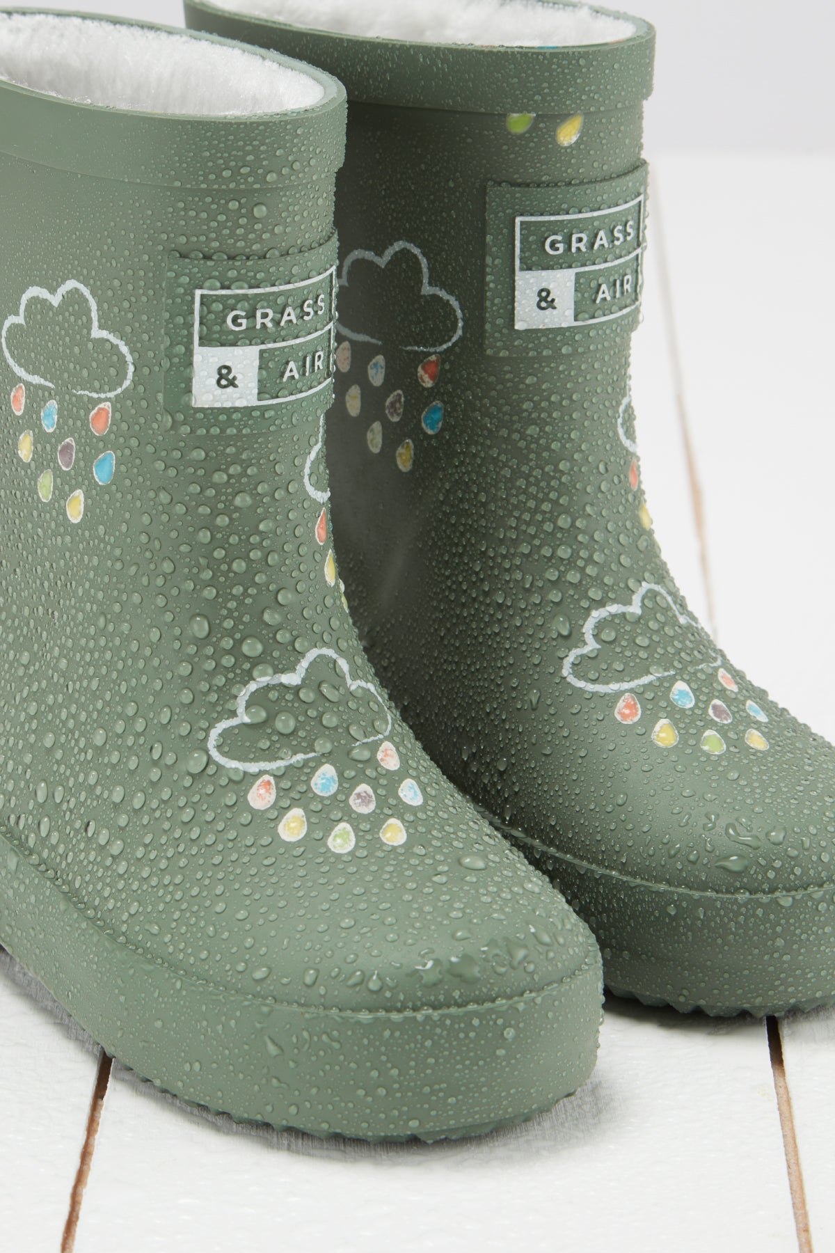 Kids' olive rubber boots