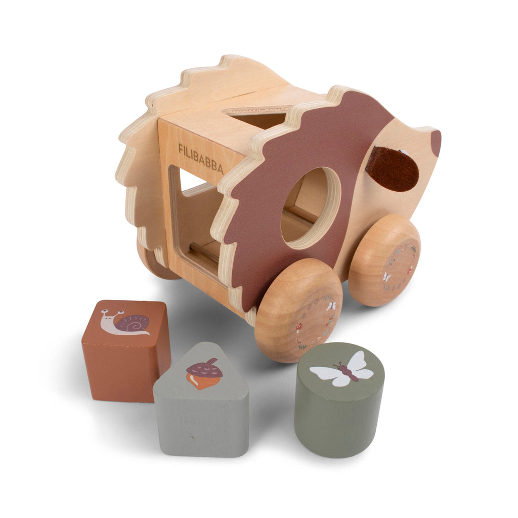 Wooden pull-along sorter toy
