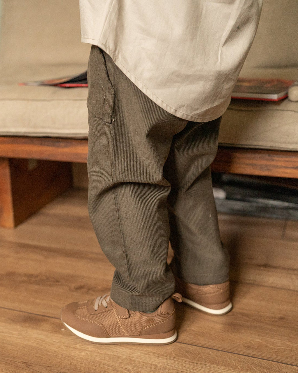 Dark chocolate velvet trousers