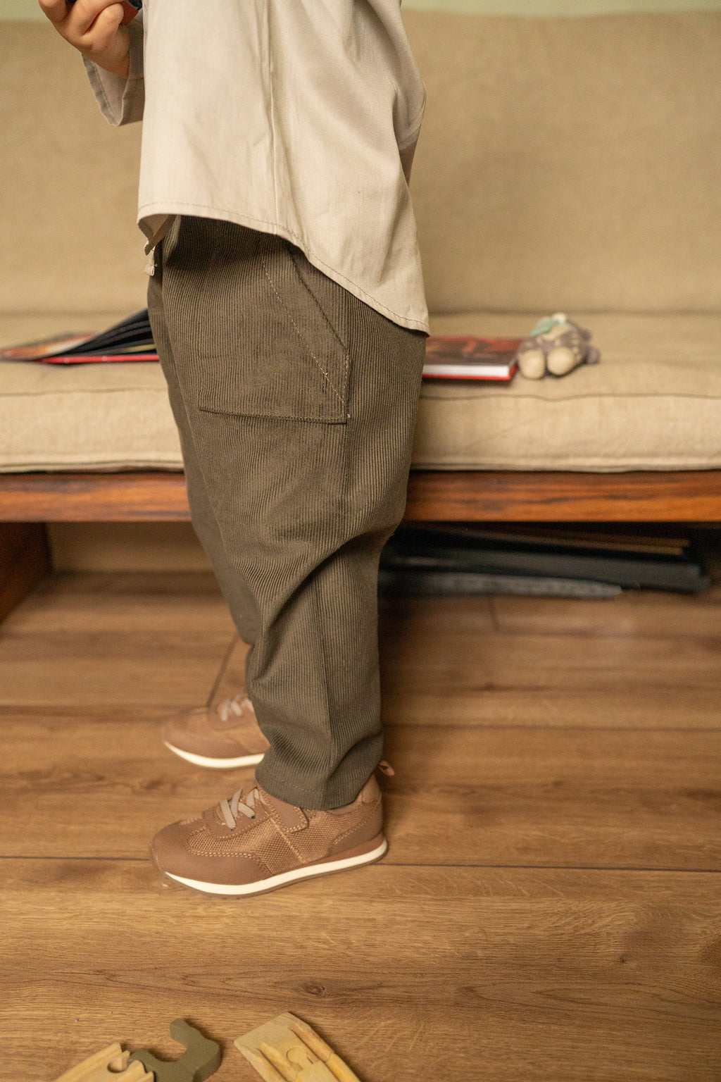 Dark chocolate velvet trousers