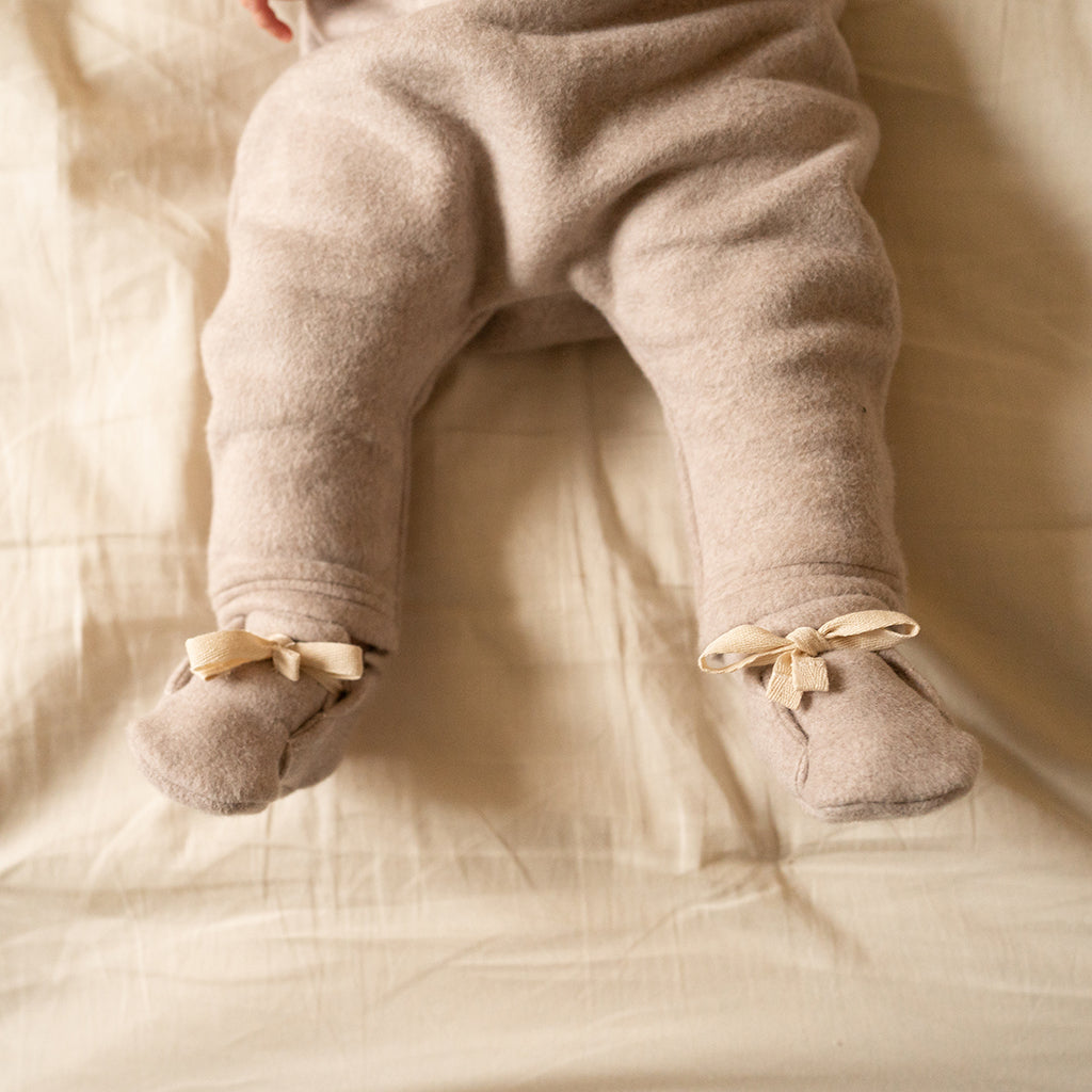 Beige organic cotton baby trousers