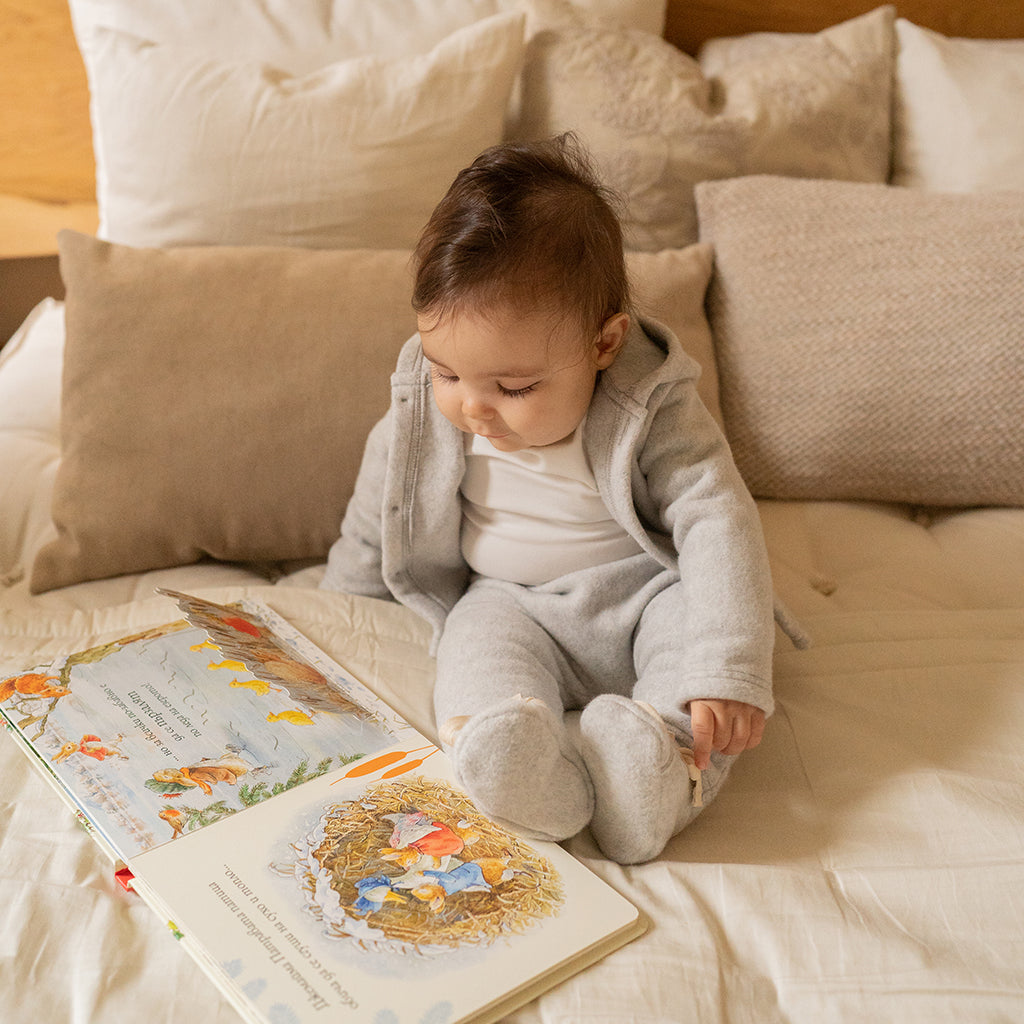 Grey organic cotton baby trousers