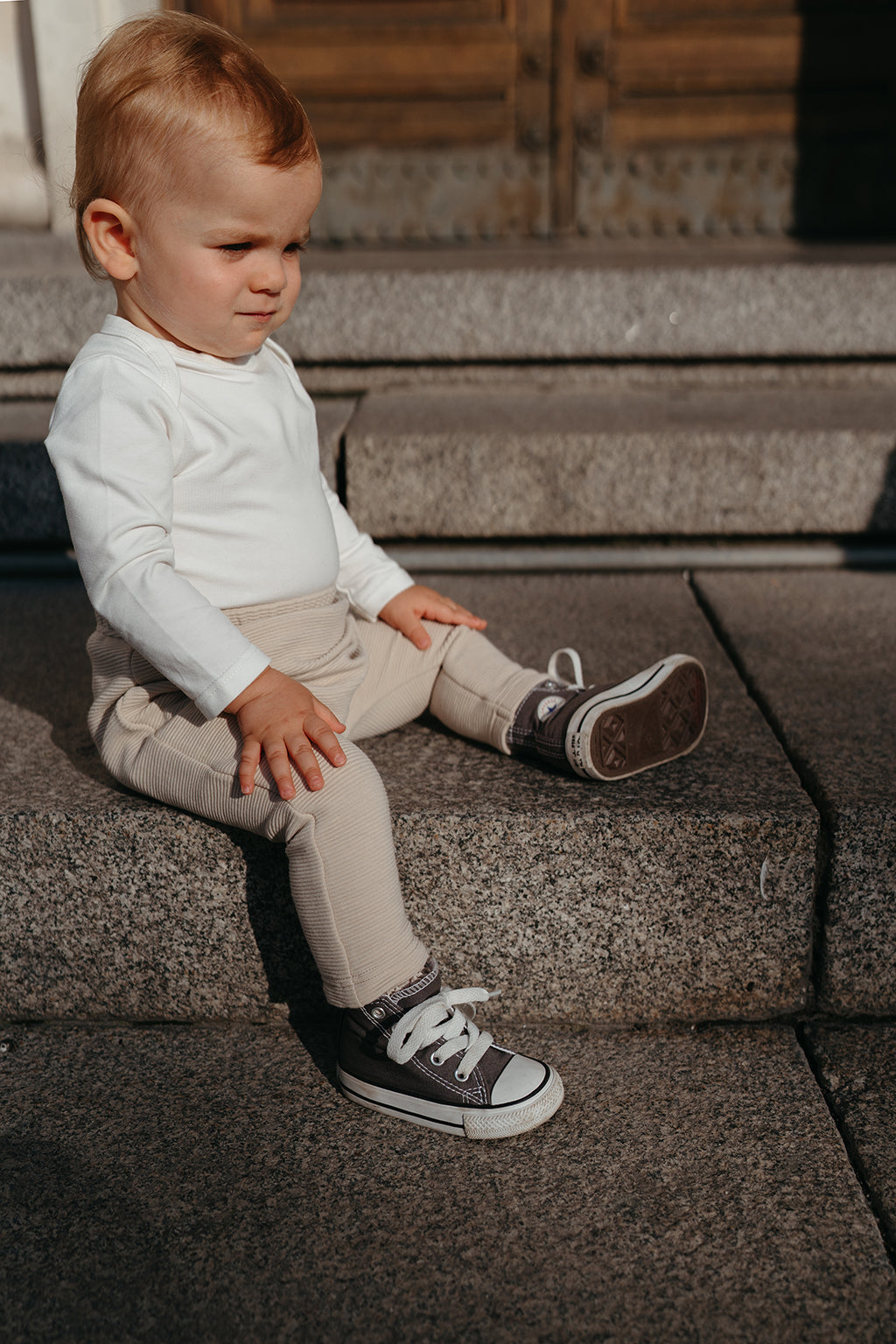 Ecru long-sleeve bodysuit